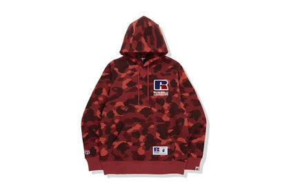 BAPE x Russell Color Camo College Pullover Hoodie Red
