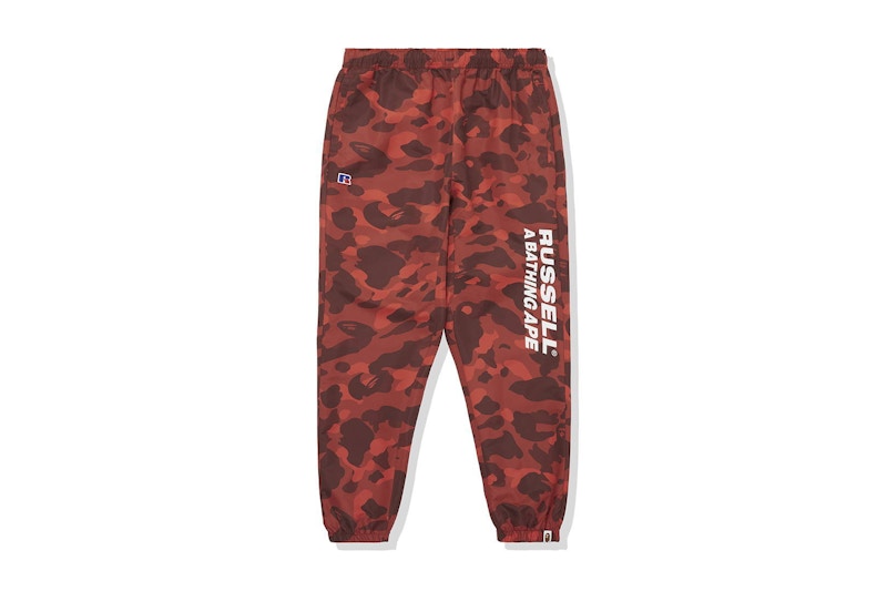 BAPE x Russell Color Camo Track Pants Red