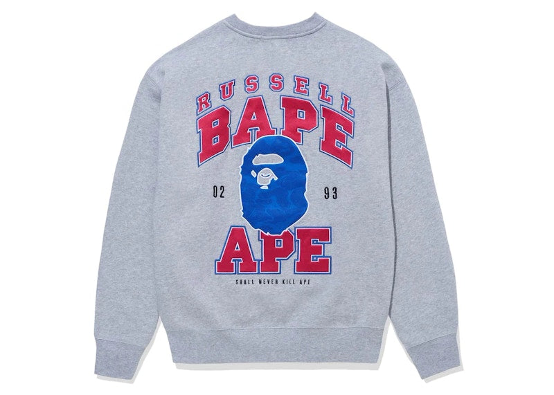 BAPE x Russell Crewneck Sweater Gray