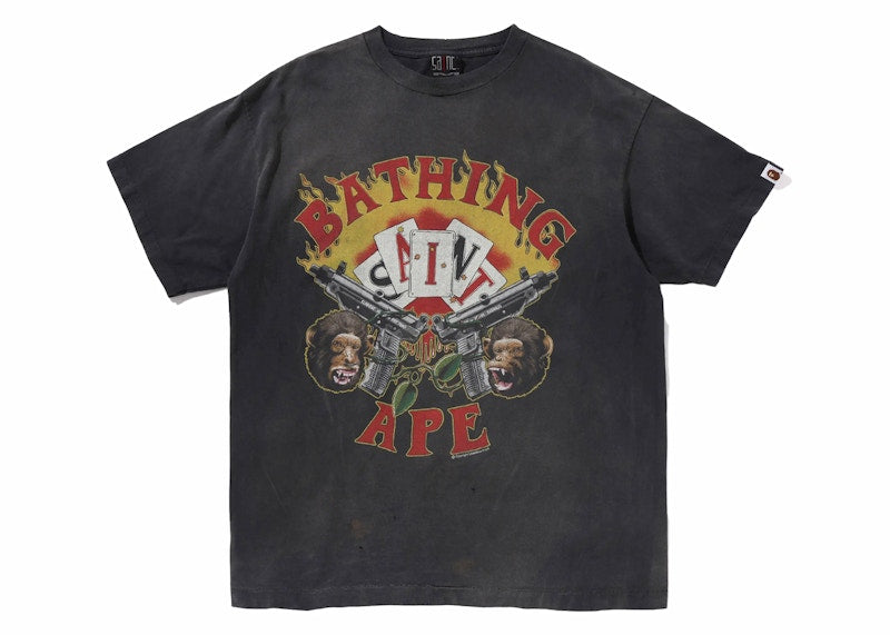 BAPE x Saint Mxxxxxx Guns Tee Charcoal
