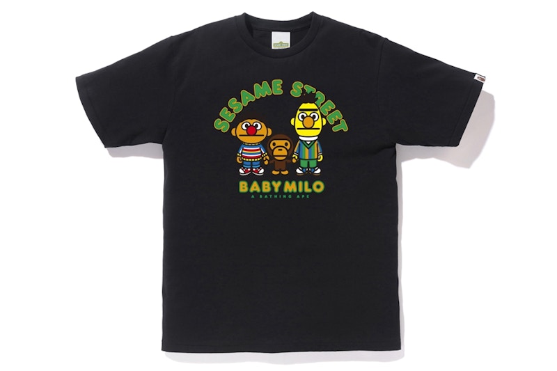BAPE x Sesame Street Milo & Bert & Ernie Tee Black