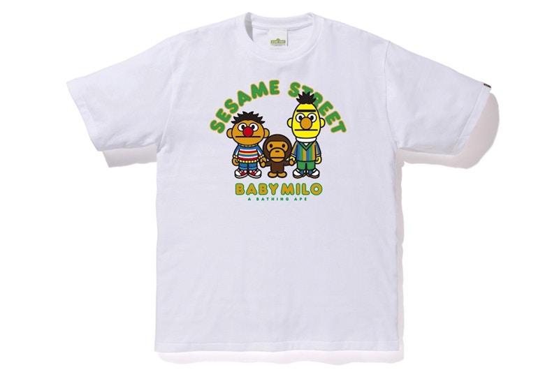 BAPE x Sesame Street Milo & Bert & Ernie Tee White