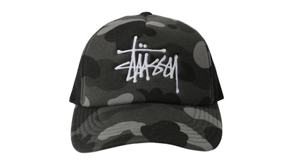 BAPE x Stussy Trucker Cap Black