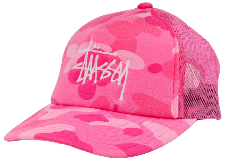 BAPE x Stussy Trucker Cap Pink