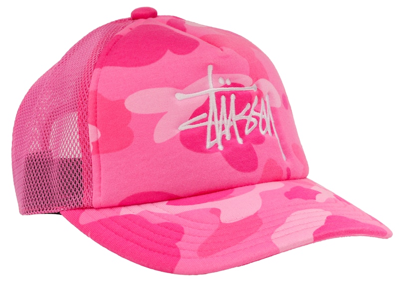 BAPE x Stussy Trucker Cap Pink