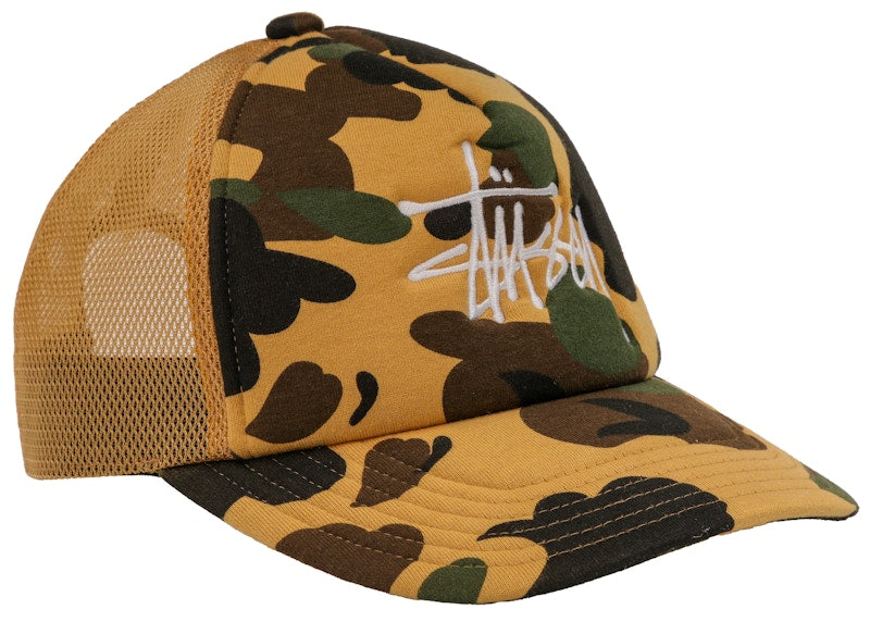BAPE x Stussy Trucker Cap Yellow