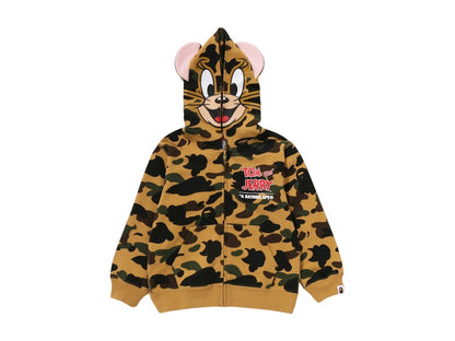 BAPE x Tom And Jerry Kids 85th Jerry 1st Camo Zip Hoodie Yellow