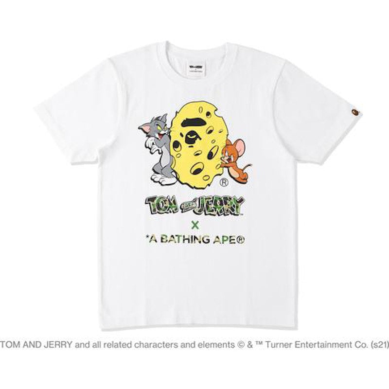 BAPE x Tom and Jerry Cheese Ape Head Kids Tee White