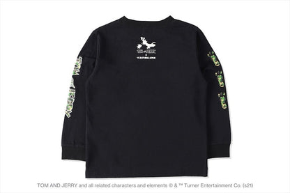 BAPE x Tom and Jerry Footprints Kids L/S Tee Black