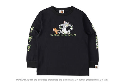 BAPE x Tom and Jerry Footprints Kids L/S Tee Black