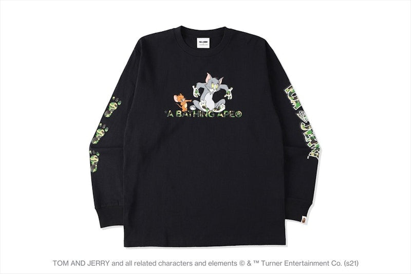 BAPE x Tom and Jerry Footprints L/S Tee Black