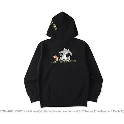 BAPE x Tom and Jerry Footprints Pullover Hoodie Black