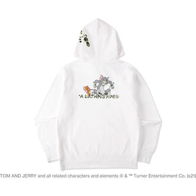BAPE x Tom and Jerry Footprints Pullover Hoodie White