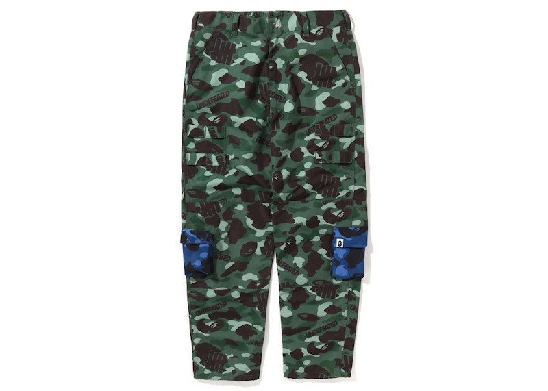 BAPE x Undefeated Camo Multi Pouch Pocket Pants Green Blue