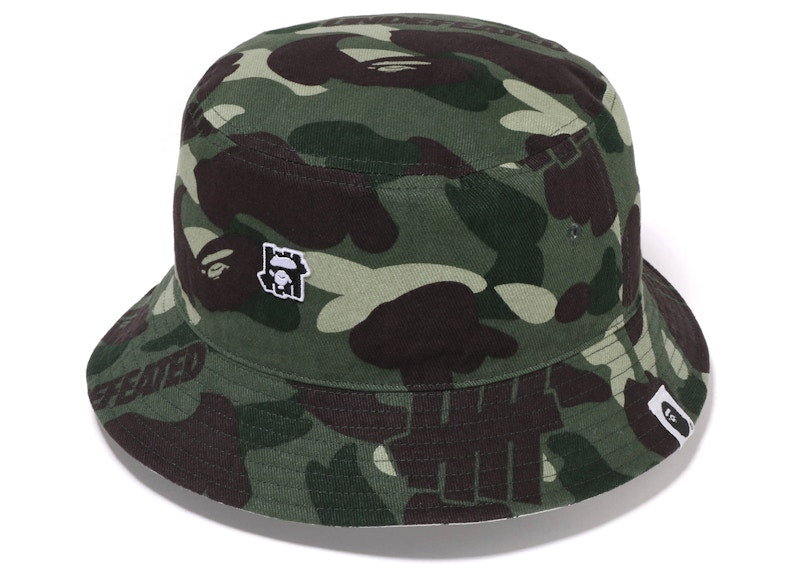 BAPE x Undefeated Color Camo Flannel Bucket Hat Green