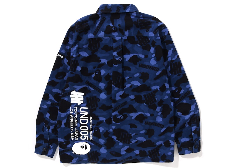 BAPE x Undefeated Color Camo Flannel Jacket Navy