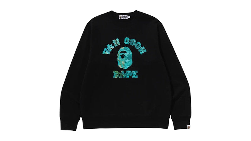 BAPE x Van Gogh Museum College Crewneck Sweatshirt Black/Blue