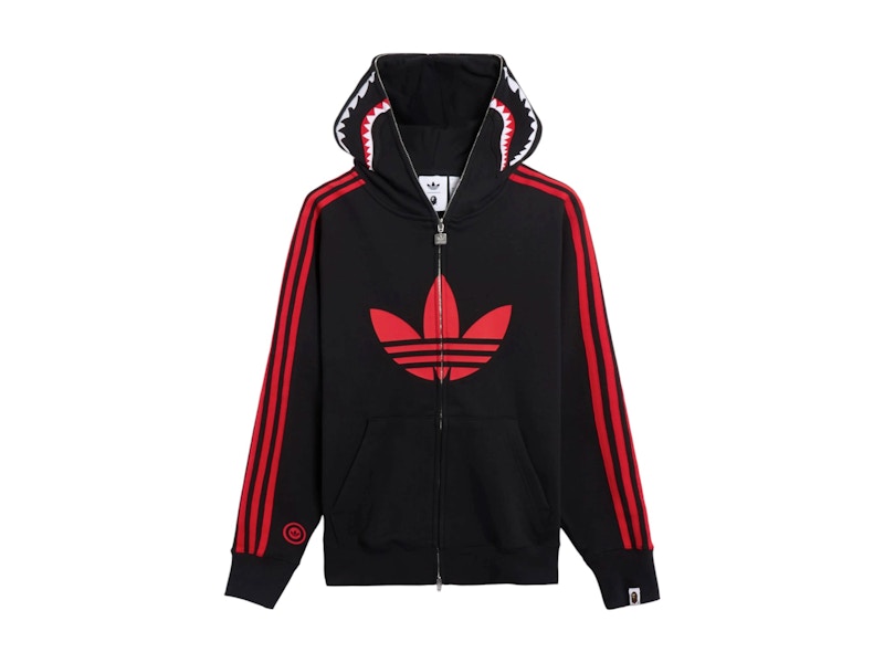 BAPE x adidas Shark Fleece Full Zip Hoodie Black