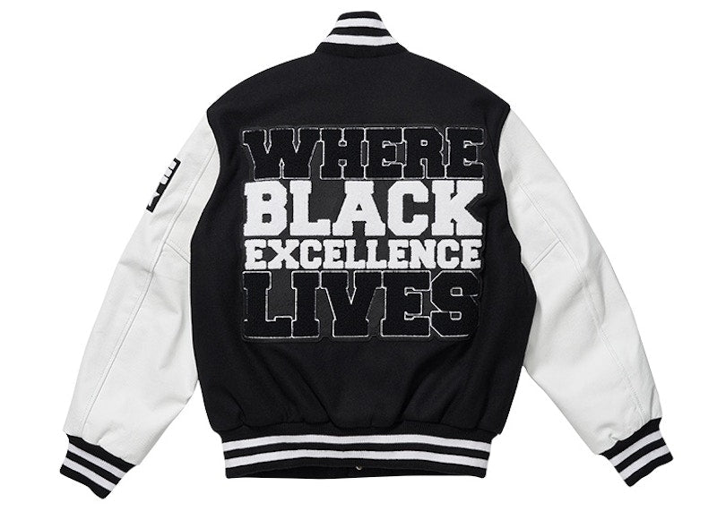 BET HBCU Lettermans Jacket Black/White