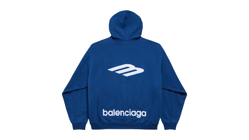 Balenciaga 3B Sports Icon Half-Zip Fleece Hoodie Light Marine Blue