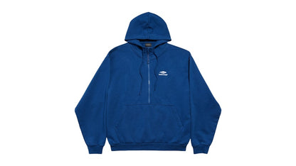 Balenciaga 3B Sports Icon Half-Zip Fleece Hoodie Light Marine Blue