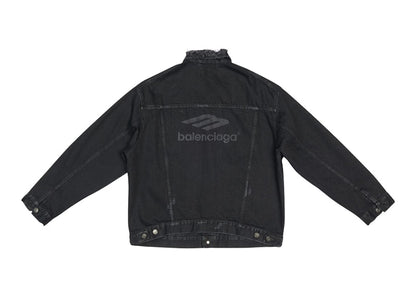 Balenciaga 3B Sports Icon Large Fit Japanese Denim Jacket Black/Black Logo