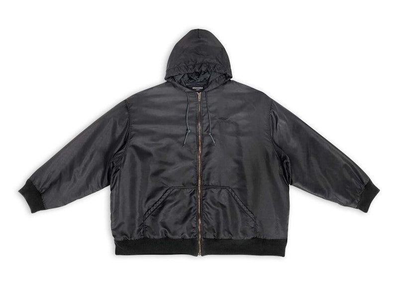Balenciaga 3B Sports Icon Padded Zip-Up Hoodie Black