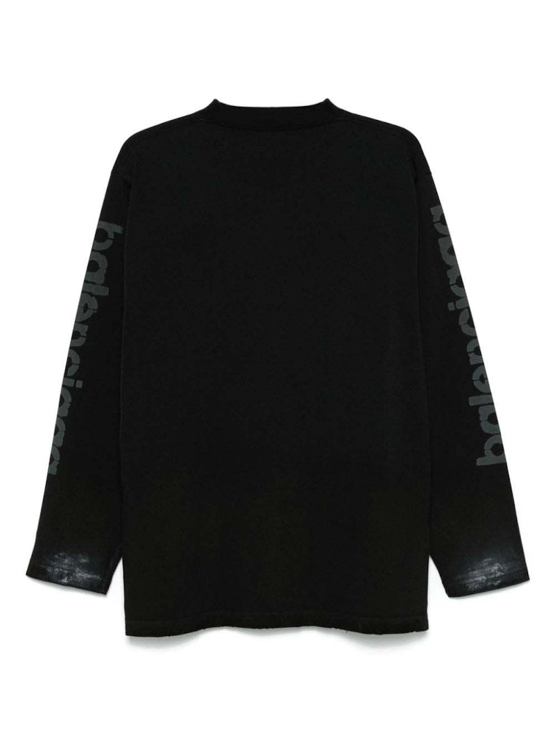 Balenciaga 3B Stencil Vintage Jersey T-Shirt Faded Black