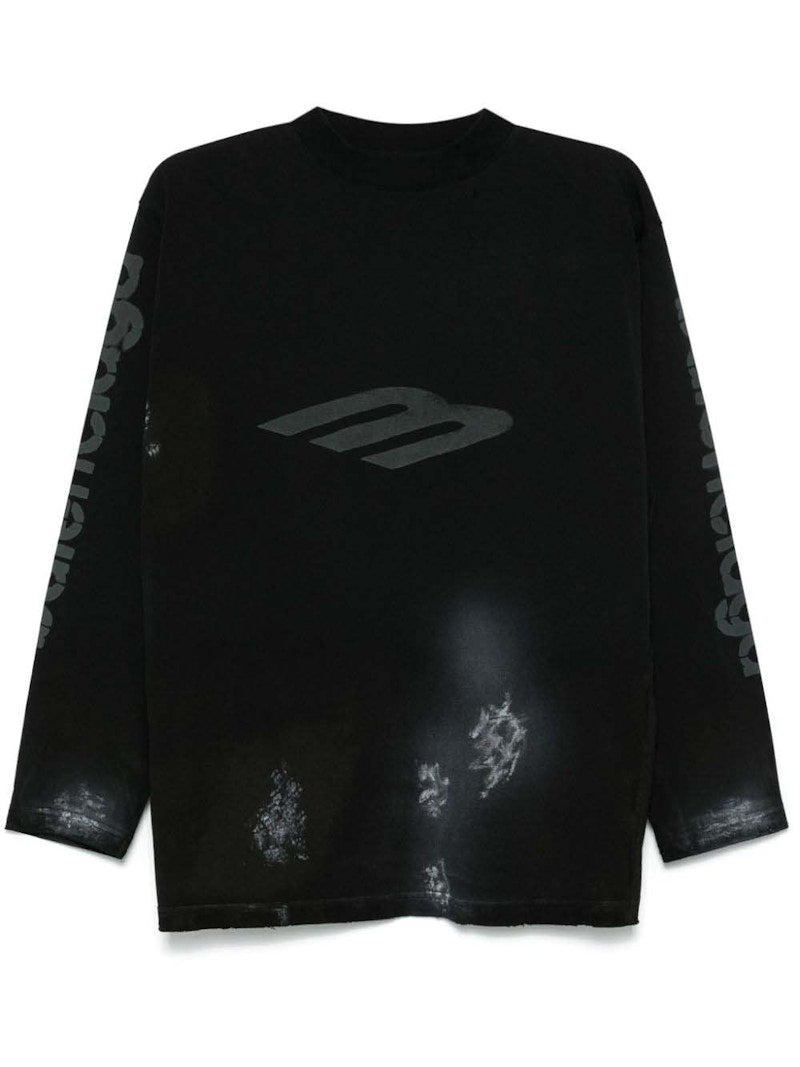 Balenciaga 3B Stencil Vintage Jersey T-Shirt Faded Black