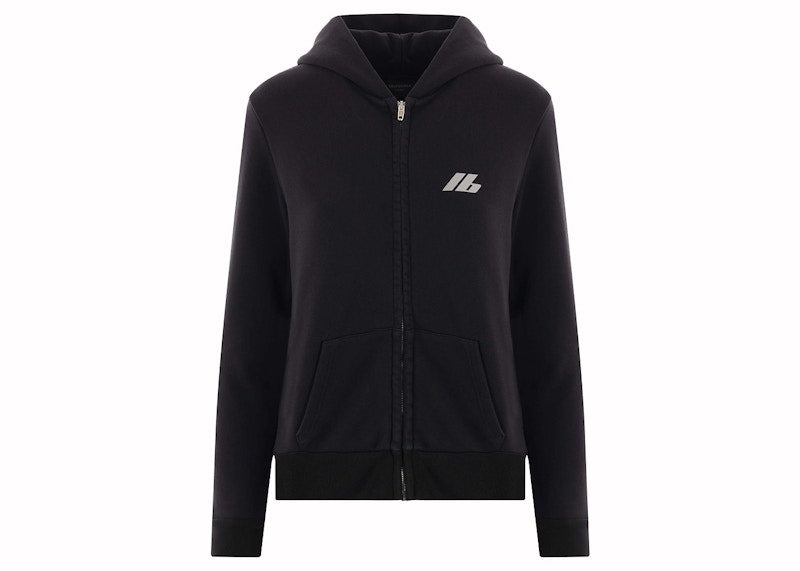 Balenciaga Activewear Jersey Full-Zip Hoodie Black