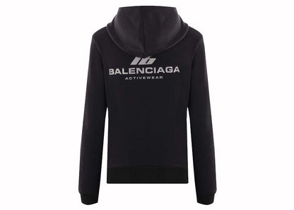 Balenciaga Activewear Jersey Full-Zip Hoodie Black