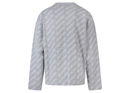 Balenciaga All-Over Iconic Logo Cotton Cardigan Grey