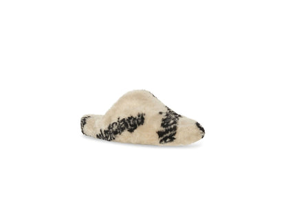 Balenciaga All Over Logo Mule Biege Teddy