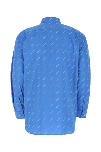 Balenciaga All Over Logo Shirt Blue White