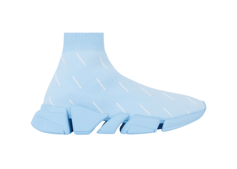 Balenciaga All Over Logo Speed 2.0 Light Blue (Women's)