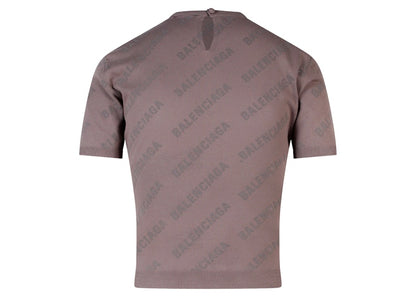 Balenciaga All-Over Logo T-Shirt Beige