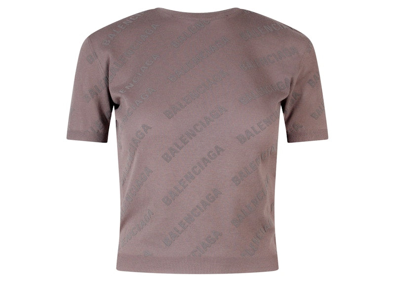 Balenciaga All-Over Logo T-Shirt Beige
