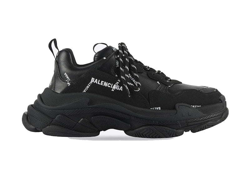 Balenciaga All Over Logo Triple S Black (Women's)