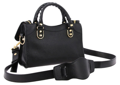 Balenciaga Arena City Top Handle Bag Metallic Edge Black