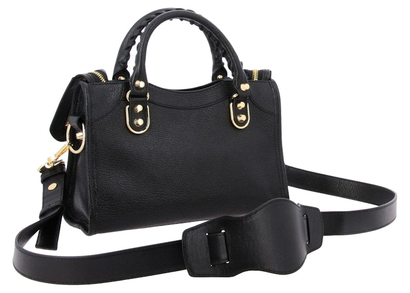 Balenciaga Arena City Top Handle Bag Metallic Edge Black