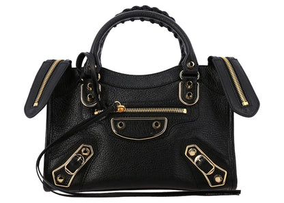 Balenciaga Arena City Top Handle Bag Metallic Edge Black
