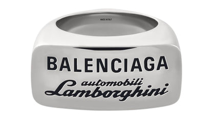 Balenciaga Automobil Lamborghini Signet Ring Ring Shiny Silver