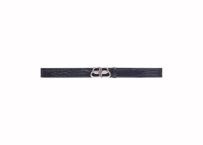 Balenciaga BB Embossed Crocodile Belt Black