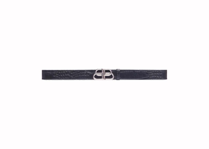 Balenciaga BB Embossed Crocodile Belt Black