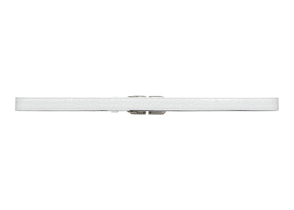 Balenciaga BB Hourglass Thin Belt In Crocodile Embossed With Rhinestones Optic White