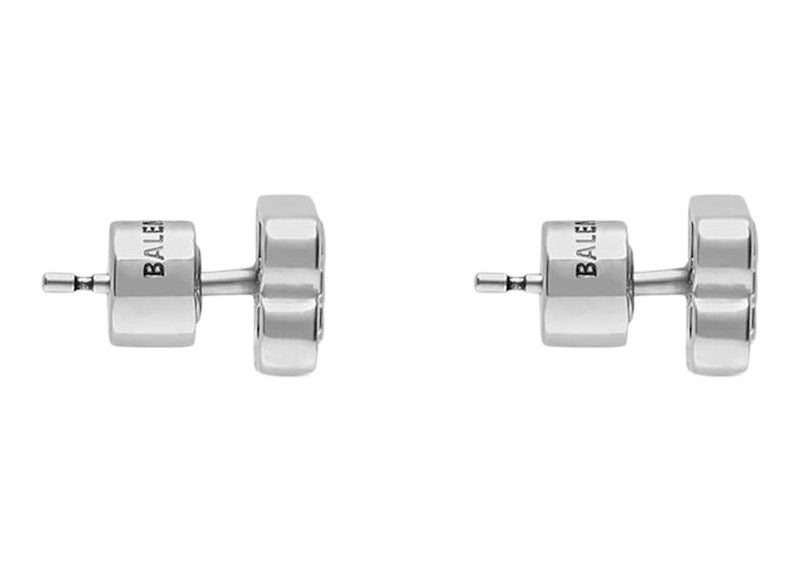 Balenciaga BB Icon Earrings Antique Silver
