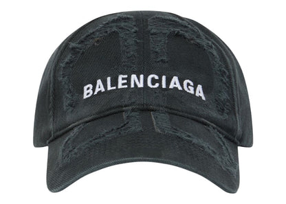 Balenciaga BB Laser Destroyed Velcro Tab Cap Black/White