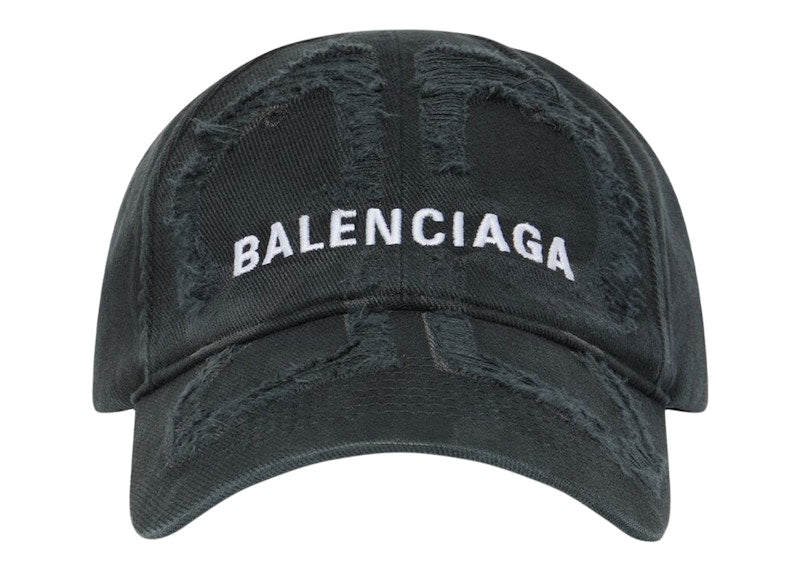 Balenciaga BB Laser Destroyed Velcro Tab Cap Black/White