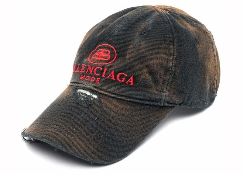 Balenciaga BB Mode Destroyed Piercing Baseball Cap Brown