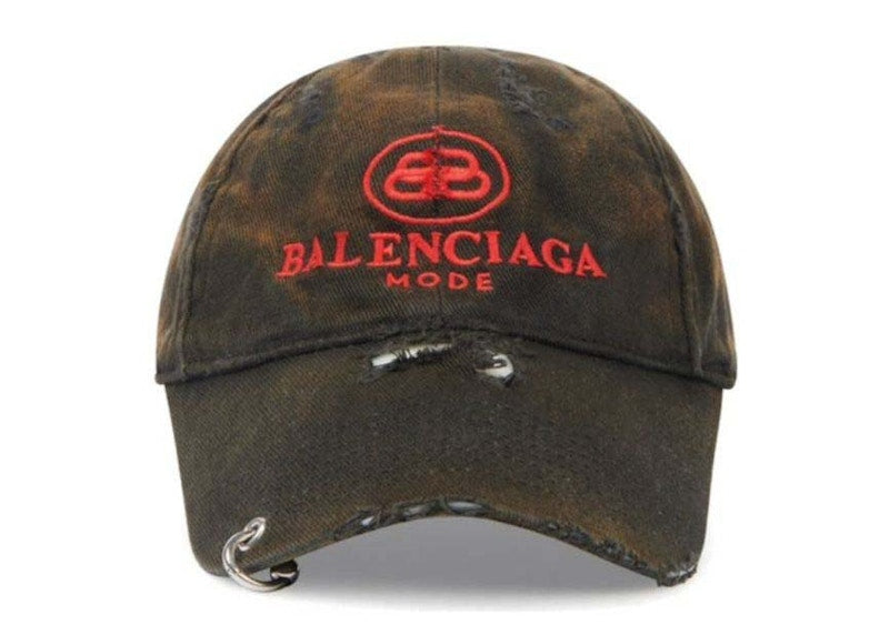Balenciaga BB Mode Destroyed Piercing Baseball Cap Brown